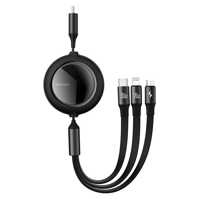 USB-C cable 3in1 Baseus Bright Mirror to micro USB / USB-C / Lightning, 100W, 1.2m (black) | pkmodelar.cz