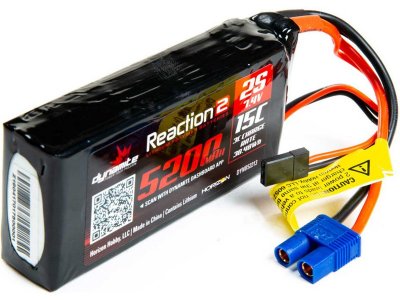 Dynamite LiPo Reaction2 7.4V 5200mAh 2S 15C Rx