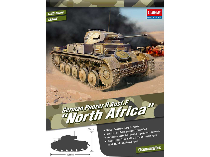 Academy 13535 model tanku  Panzer II Ausf.F North Africa (1:35) | pkmodelar.cz
