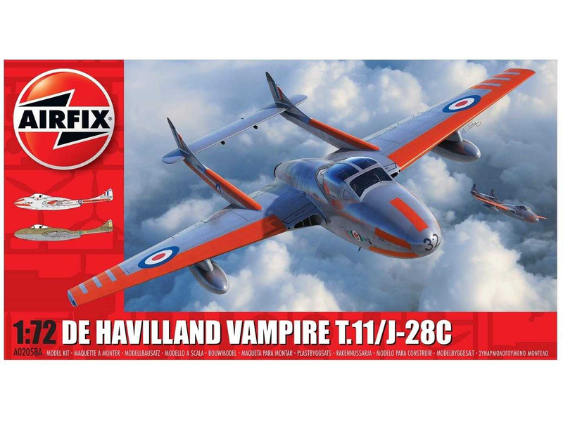 Plastikový model letadla Airfix A02058A DeHavilland Vampire T.11/J-28C (1:72) | pkmodelar.cz