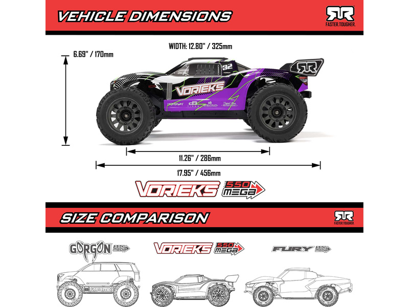 Arrma Vorteks Mega 550 1:10 RTR fialová | pkmodelar.cz