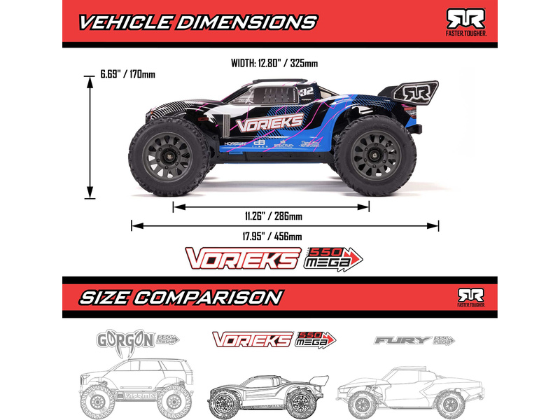 Arrma Vorteks Mega 550 1:10 RTR Basic modrá | pkmodelar.cz