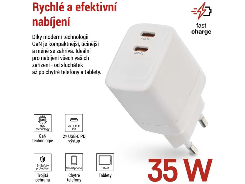 Síťový USB adaptér (zdroj) GaN PD 35W | pkmodelar.cz