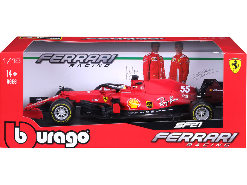 Bburago Ferrari SF21 1:18 #55 Carlos Sainz | pkmodelar.cz