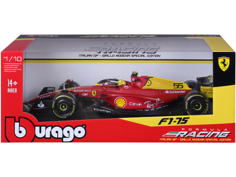 Bburago Ferrari F1-75 1:18 #55 Carlos Sainz | pkmodelar.cz