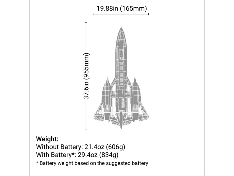 E-flite SR-71 Blackbird 0.96m AS3X SAFE Select BNF Basic | pkmodelar.cz