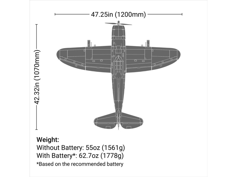 E-flite P-47 Razorback 1.2m SAFE Select BNF Basic | pkmodelar.cz