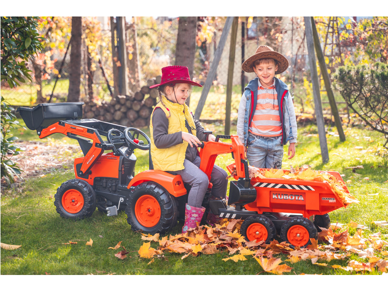 FALK - Šlapací traktor Kubota s nakladačem, rypadlem a Maxi vlečkou | pkmodelar.cz