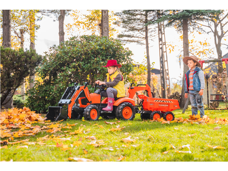 FALK - Šlapací traktor Kubota s nakladačem, rypadlem a Maxi vlečkou | pkmodelar.cz