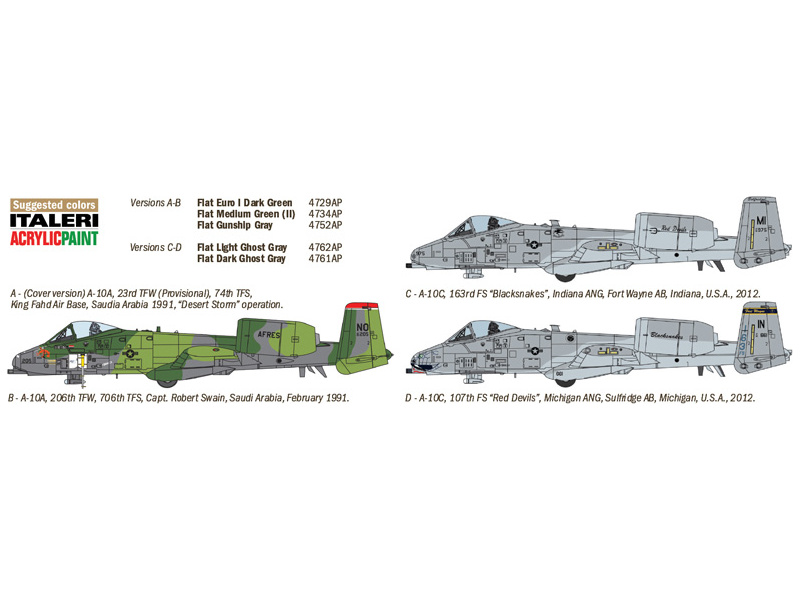 Plastikový model letadla Italeri 1376 A-10 A/C Thunderbolt ll "Válka v Zálivu" (1:72) | pkmodelar.cz