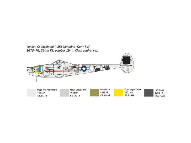 Plastikový model letadla Italeri 1446 P-38J Lightning (1:72) | pkmodelar.cz