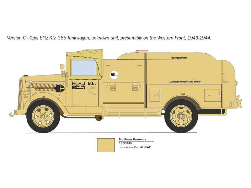 Italeri Opel Blitz Tankwagen Kfz. 385 - bitva o Británii 80. výročí (1:48) | pkmodelar.cz