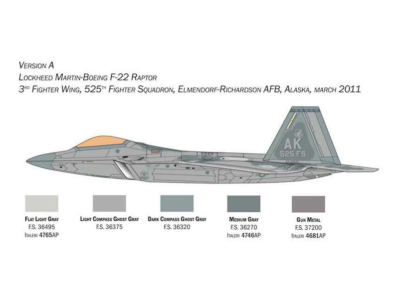 Italeri 2822 Lockheed Martin F-22A Raptor (1:48) | pkmodelar.cz