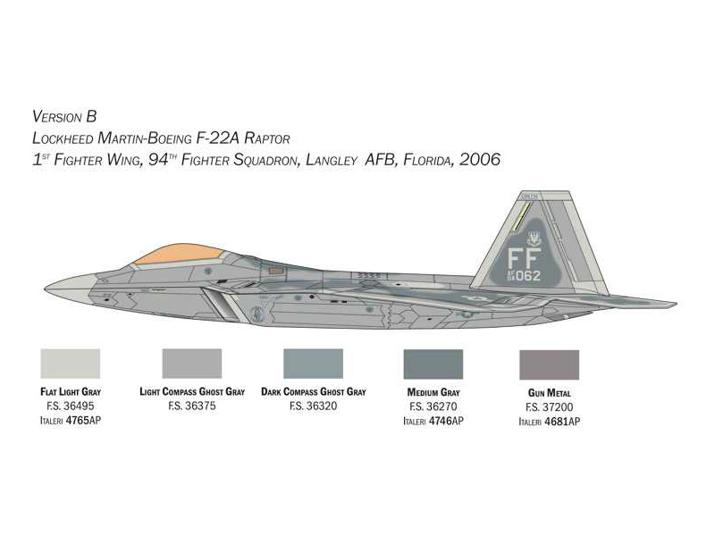 Italeri 2822 Lockheed Martin F-22A Raptor (1:48) | pkmodelar.cz