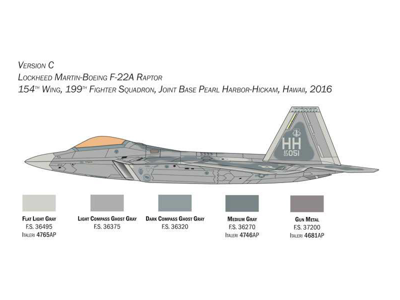 Italeri 2822 Lockheed Martin F-22A Raptor (1:48) | pkmodelar.cz