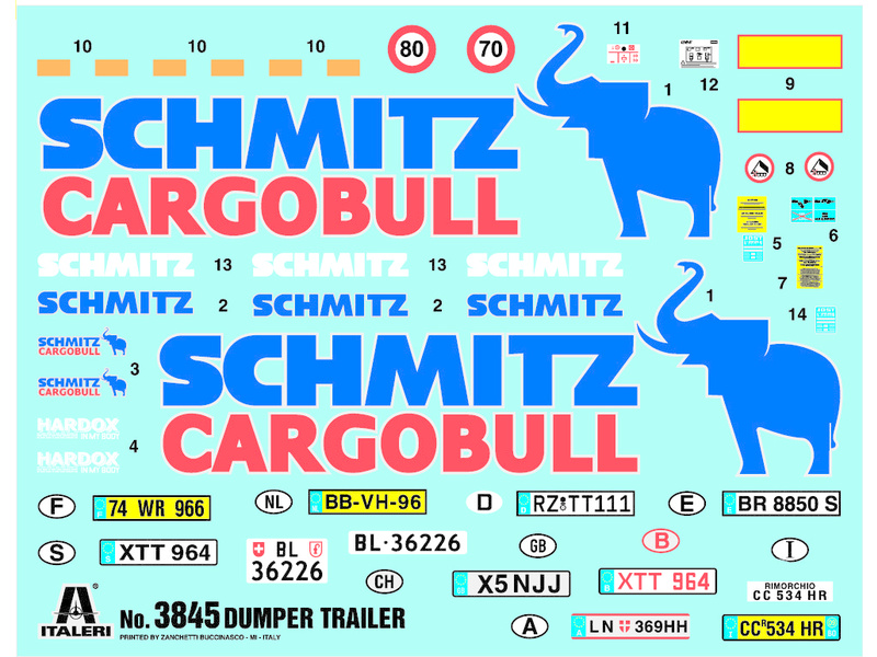 Plastikový model návěsu Italeri 3845 Dumper Trailer Schmitz Cargobull (1:24) | pkmodelar.cz
