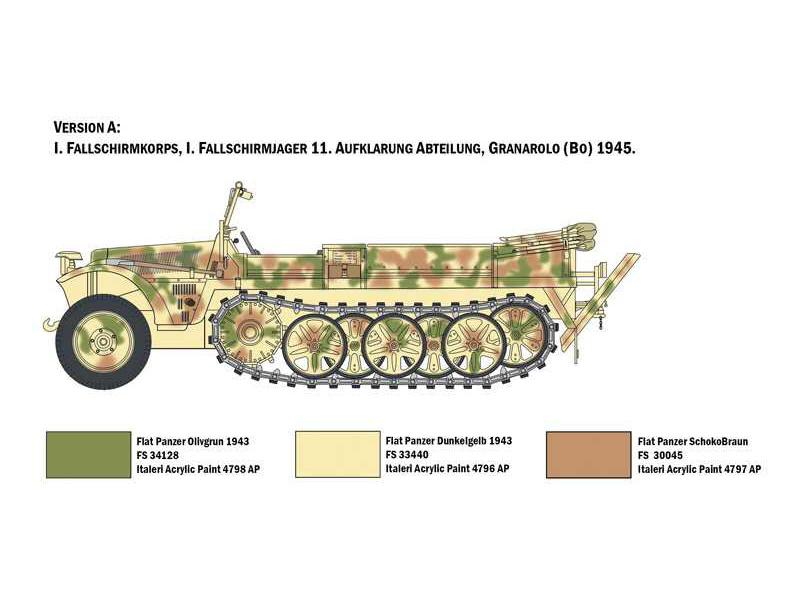 Plastikový model vojenské techniky Italeri 6561 Sd.Kfz. 10 Demag D7 with German Paratroops (1:35) | pkmodelar.cz