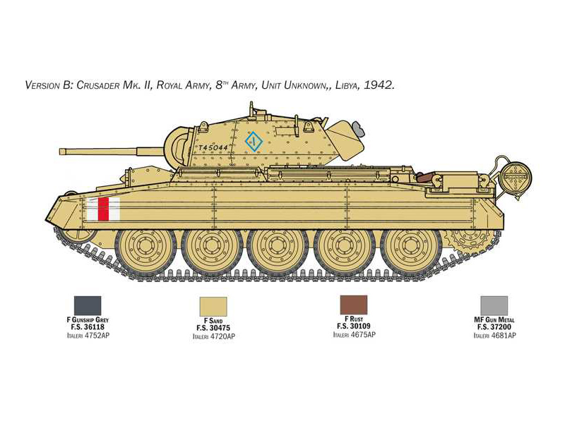 Plastikový model tanku Italeri 6579 Crusader Mk. II s 8. armádní pěchotou (1:35) | pkmodelar.cz
