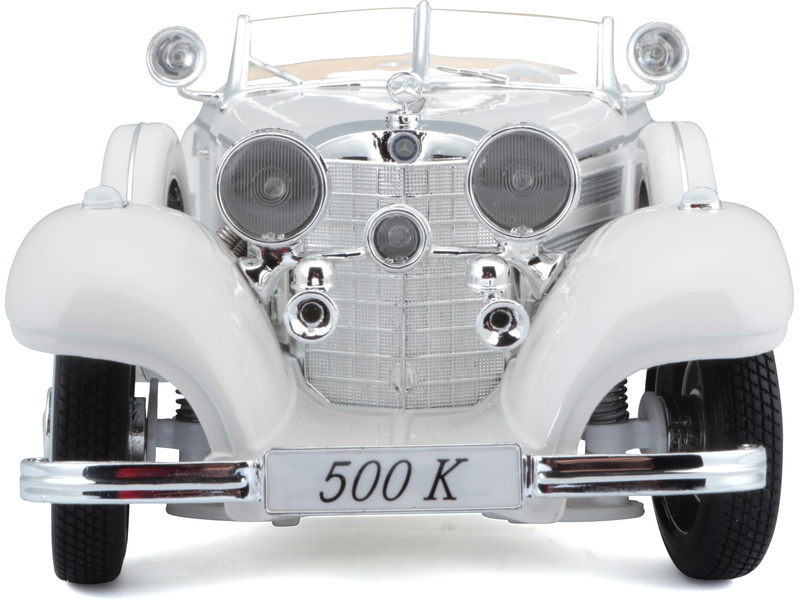 Maisto Mercedes-Benz 500 K Typ Specialroadster 1936 1:18 bílá | pkmodelar.cz