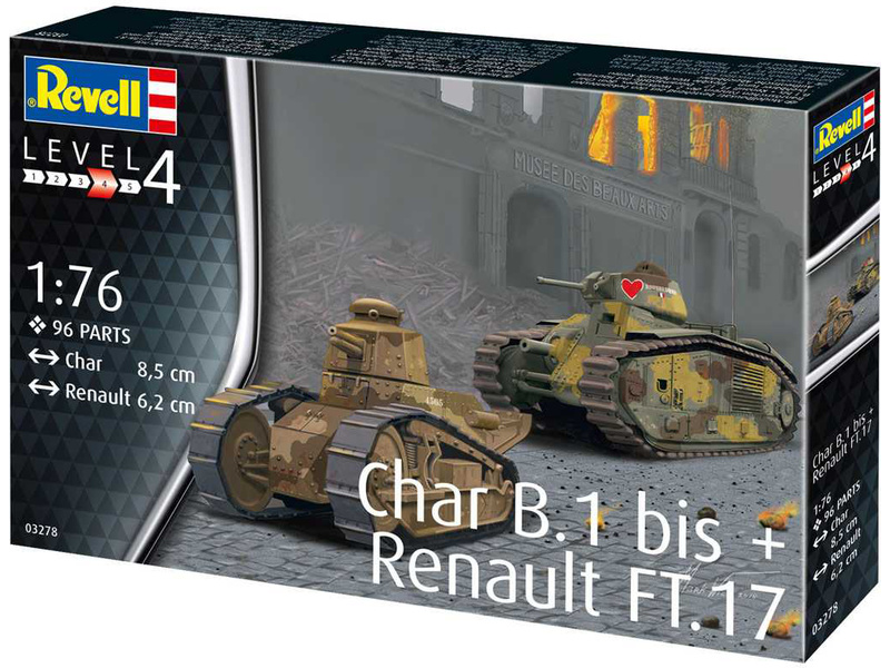 Plastikový model tanku Revell 03278 Char B.1 bis, Renault FT.17 (1:76) | pkmodelar.cz