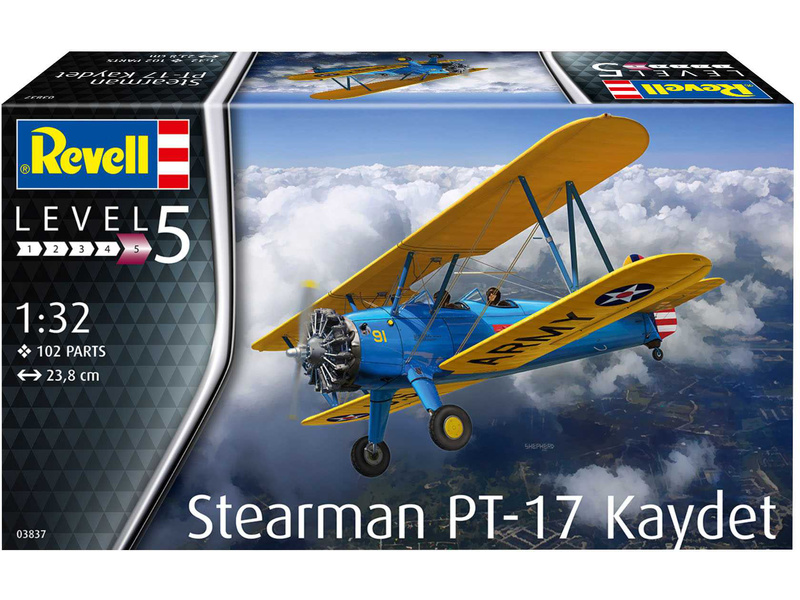 Revell 03837 Plastikový model letadla Stearman PT-17 Kaydet (1:32) | pkmodelar.cz