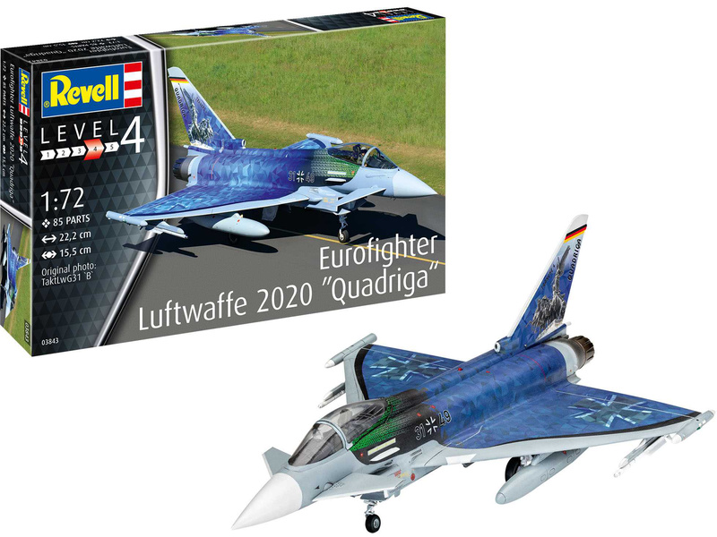 Plastikový model letadla Revell 03843 Eurofighter Typhoon Luftwaffe 2020 Quadriga (1:72) | pkmodelar.cz