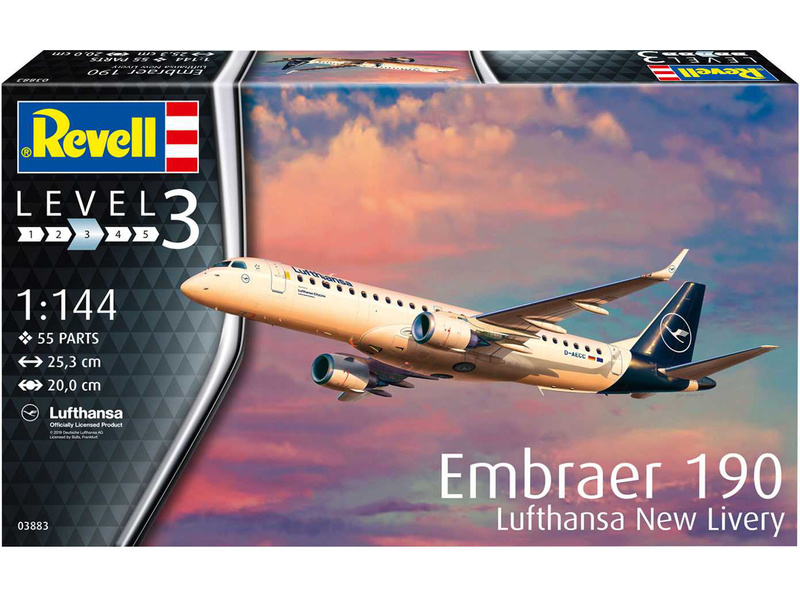 Plastikový model letadla Revell 03883 Embraer 190 Lufthansa New Livery (1:144) | pkmodelar.cz