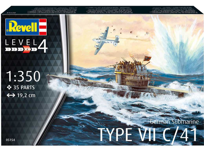 Plastikový model ponorky Revell 05154 německá ponorka Type VII C/41 (1:350) | pkmodelar.cz