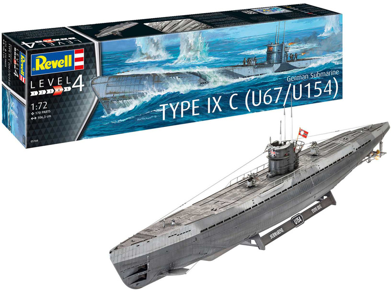 Plastikový model ponorky Revell 05166 ponorka Type IXC U67/U154 (1:72) | pkmodelar.cz