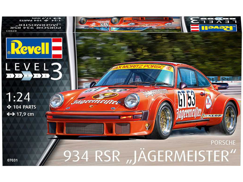 Plastikový model auta Revell 07031 Porsche 934 RSR Jägermeister (1:24) | pkmodelar.cz
