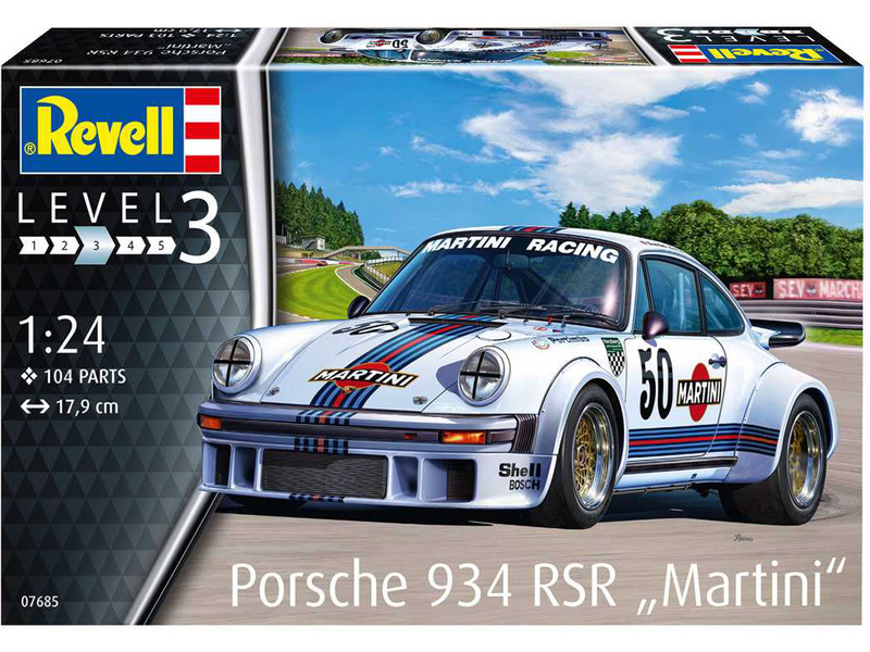 Plastikový model auta Revell 07685 Porsche 934 RSR Martini (1:24) | pkmodelar.cz