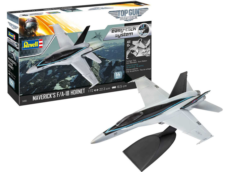 Plastikový model letadla Revell 64965 EasyClick Maverick's F/A-18 Hornet Top Gun (1:72) (sada) | pkmodelar.cz