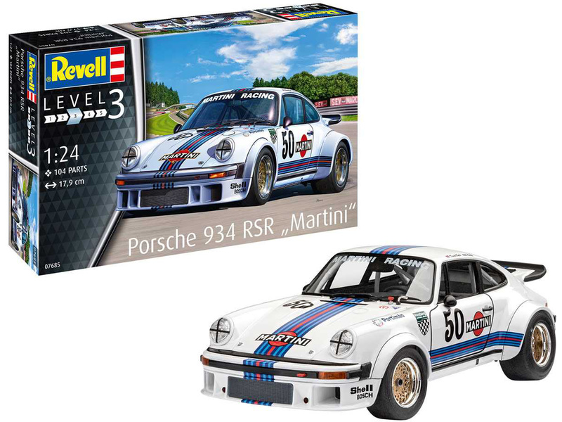 Plastikový model auta Revell 67685 Porsche 934 RSR Martini (1:24) (sada) | pkmodelar.cz