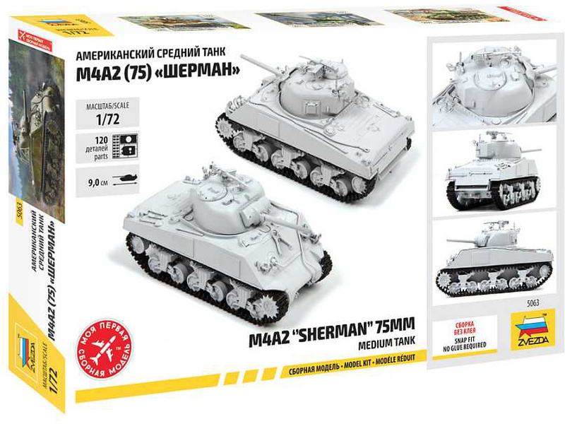 Zvezda M4A2 Sherman (75mm) (1:72) | pkmodelar.cz
