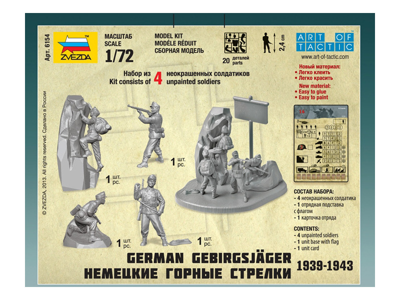 Plastikový model vojáků Zvezda 6154 figurky - němečtí Gebirgsjäger (1:72) | pkmodelar.cz