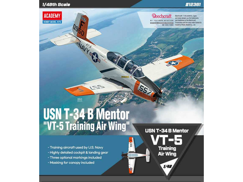 Academy 12361 USN T-34B Mentor VT-5 Training Air Wing 1/48