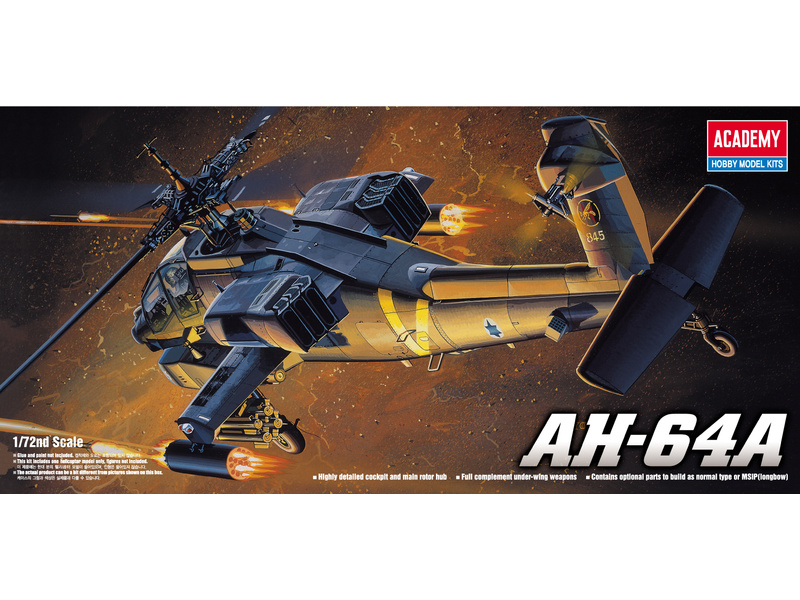 Plastikový model vrtulníku Academy 12488 AH-64A APACHE 1:72  