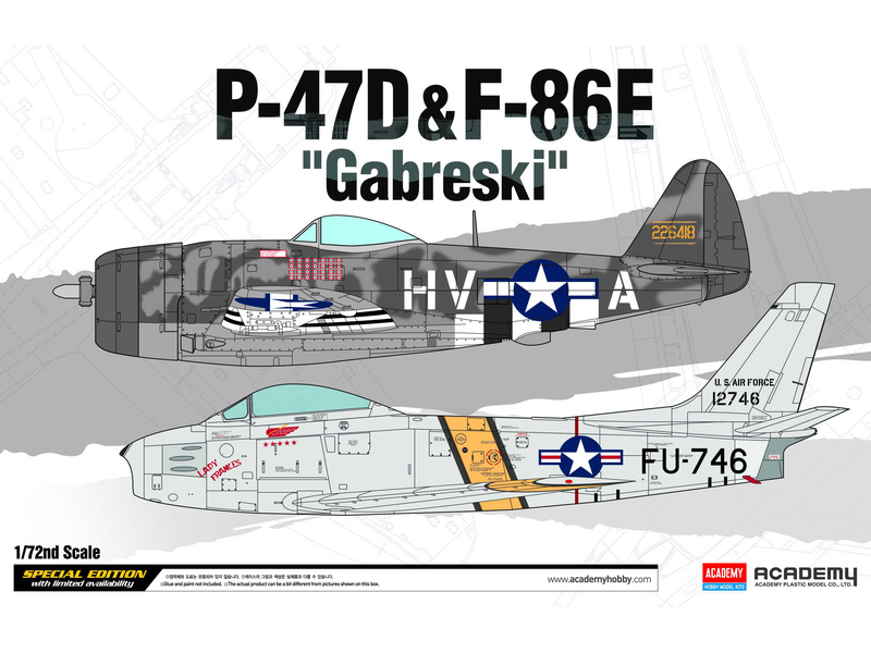 Plastikový model letadla Academy 12530 P-47D & F-86E "Gabreski" 1:72