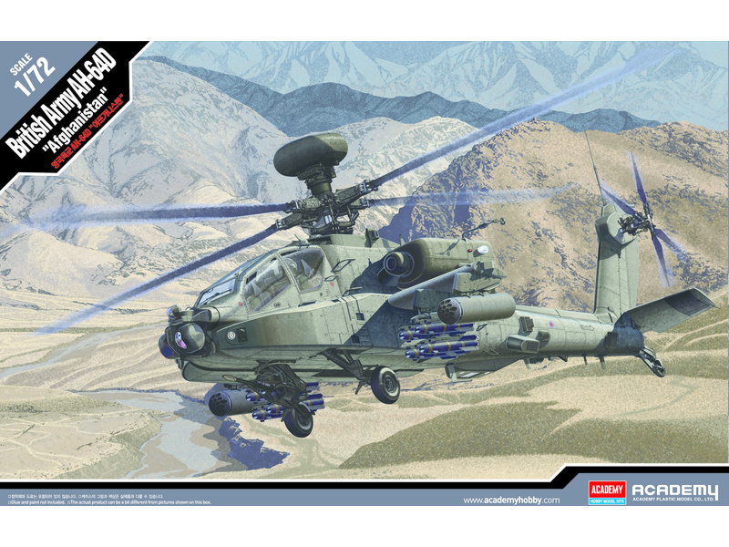 Plastikový model vrtulníku Academy 12537 AH-64D Royal Army "Afganistan" 1:72