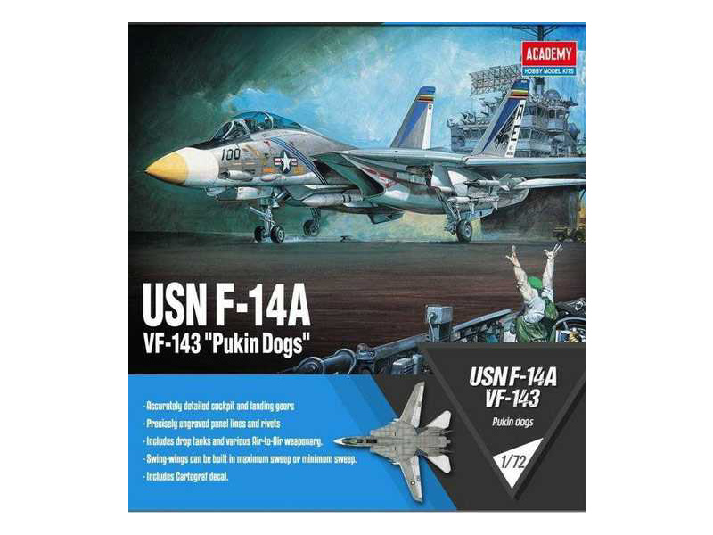 Plastikový model letadla Academy 12563 USN F-14A VF-143 Pukin Dogs (1:72)