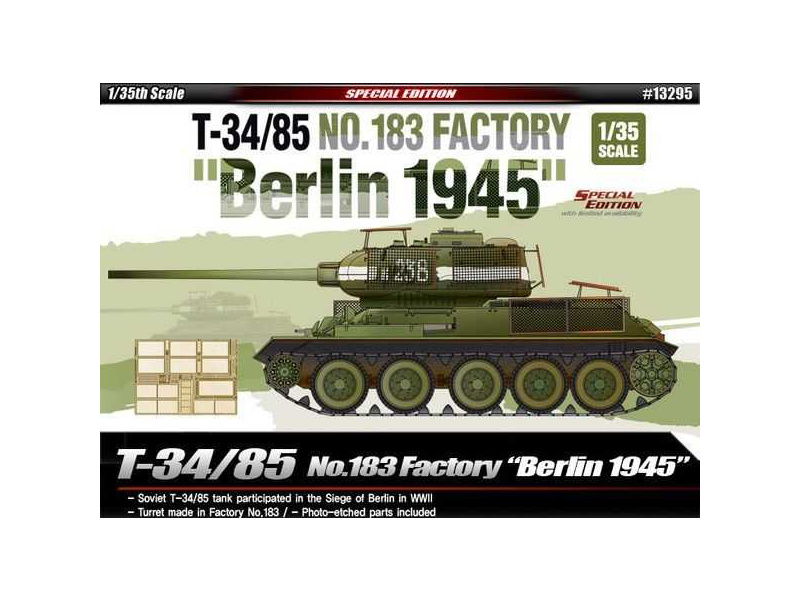 Academy13295 Tank T-34/85 No.183 Berlin 1945 (1:35)