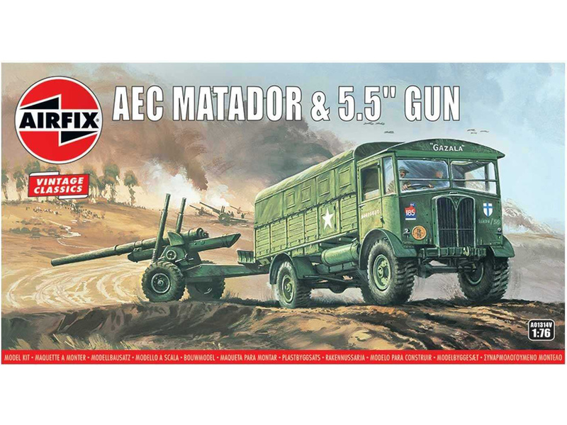 Plastikový model vojenské techniky A01314V AEC Matador s 5.5" kanónem (1:76)