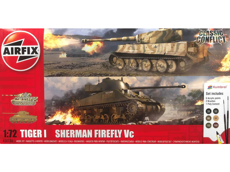 Plastikový model tanku Airfix A50186 Tiger I, Sherman Firefly Vc (1:72) (Giftset) | pkmodelar.cz