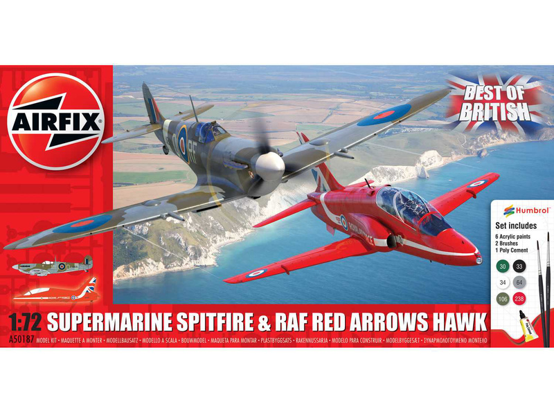 Plastikový model letadla Airfix A50187 Supermarine Spitfire, BAe Hawk (1:72) (Giftset) | pkmodelar.cz