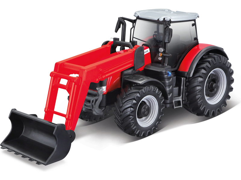 Kovový model traktoru Bburago Massey Ferguson 8740S s nakladačem 1:50