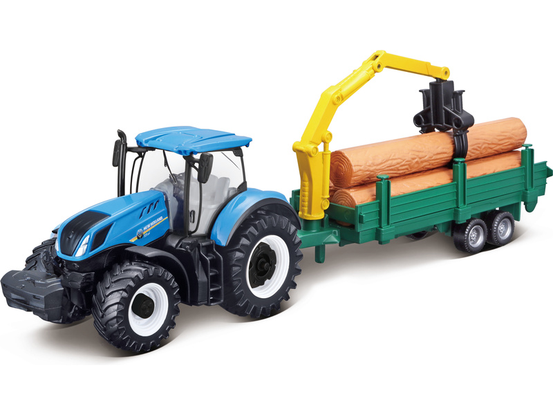 Kovový model traktoru Bburago New Holland T7.315 se dřevem 1:43
