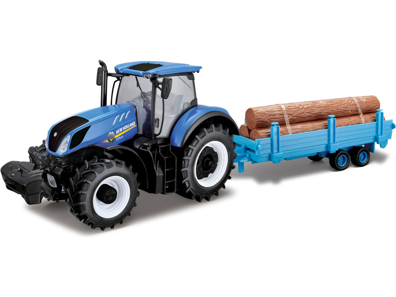 Kovový model traktoru Bburago New Holland T7.315 1:32 se dřevem | pkmodelar.cz