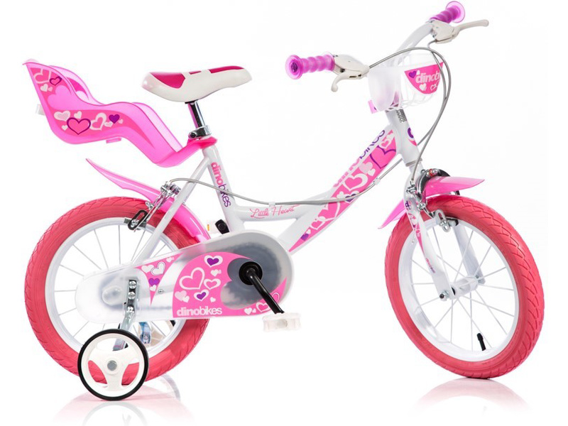 DINO Bikes - Dětské kolo 16" bílo růžové