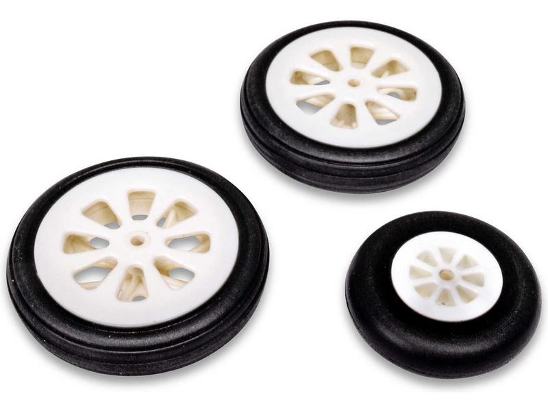 E-flite hlavní kolo podvozku 60mm (2), příďové kolo podvozku 44mm (1): Habu 80