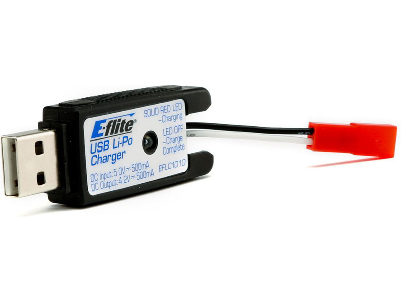 E-flite nabíječ LiPo 3.7V 500mA JST USB | pkmodelar.cz